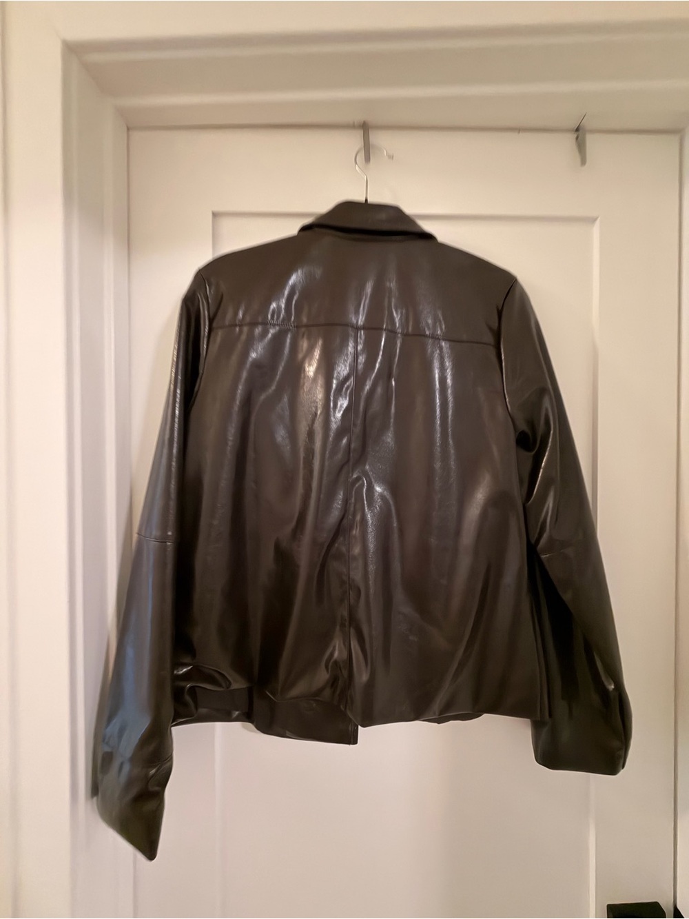Men's Shiny Dark Gray Vegan Leather Jacket